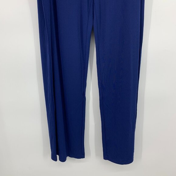 Susan Graver Pants Blue Liquid Knit Pull On Stretch Straight Leg - Picture 6 of 10